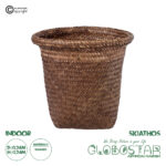 GloboStar® Artificial Garden SKIATHOS 20345 Διακοσμητικό Ψάθινο Καλάθι - Κασπώ Γλάστρα - Flower Pot Καφέ Φ24cm x Υ24cm
