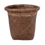 GloboStar® Artificial Garden SKIATHOS 20345 Διακοσμητικό Ψάθινο Καλάθι - Κασπώ Γλάστρα - Flower Pot Καφέ Φ24cm x Υ24cm - Image 2
