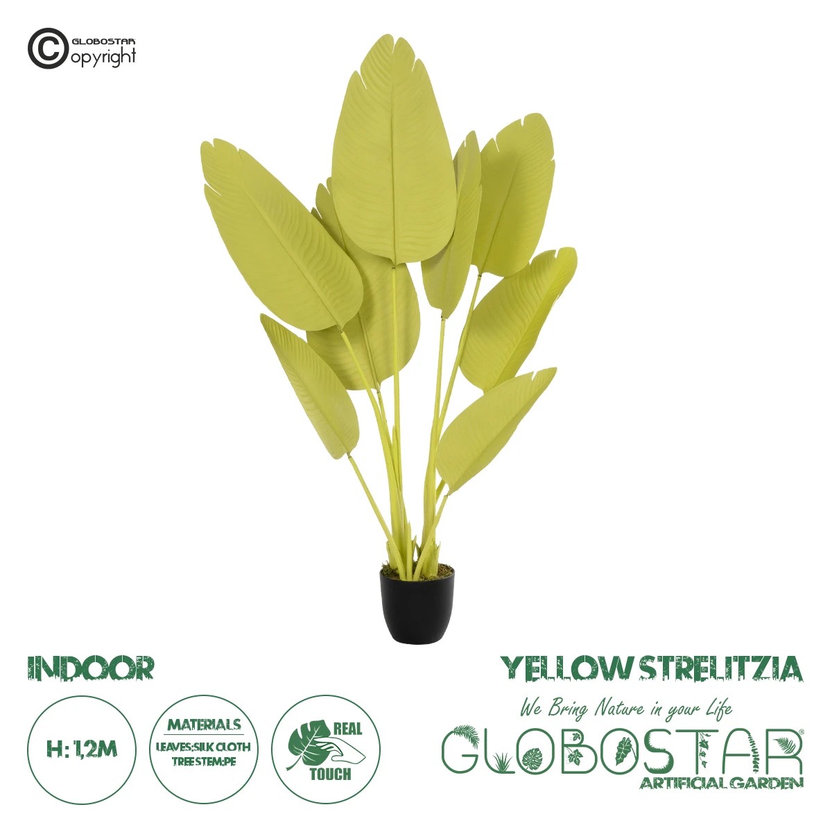 20367_1 GloboStar® Artificial Garden YELLOW STRELITZIA 20367 Τεχνητό Διακοσμητικό Φυτό Κίτρινη Στερλίτσια Υ120cm - Image 1