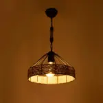 GLOBOSTAR® ZION 203-0003 Vintage Κρεμαστό Φωτιστικό Οροφής με Ντουί 1 x E27 AC 220-240V IP20 - Μαύρο & Μπεζ - Μ33 x Π33 x Υ29cm - Image 3