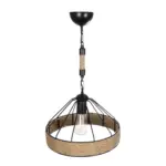 GLOBOSTAR® ZION 203-0003 Vintage Κρεμαστό Φωτιστικό Οροφής με Ντουί 1 x E27 AC 220-240V IP20 - Μαύρο & Μπεζ - Μ33 x Π33 x Υ29cm - Image 6
