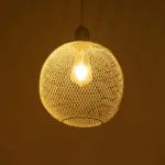 GLOBOSTAR® WIRE 203-0005 Μοντέρνο Κρεμαστό Φωτιστικό Οροφής με Ντουί 1 x E27 AC 220-240V IP20 - Λευκό & Χρυσό - Μ25 x Π25 x Υ30cm - Image 3