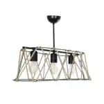 GLOBOSTAR® GATSBY 203-0006 Vintage Κρεμαστό Φωτιστικό Οροφής με Ντουί 3 x E27 AC 220-240V IP20 - Μαύρο & Μπεζ - Μ60 x Π28 x Υ22cm - Image 4
