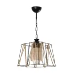 GLOBOSTAR® GATSBY 203-0007 Vintage Κρεμαστό Φωτιστικό Οροφής με Ντουί 1 x E27 AC 220-240V IP20 - Μαύρο & Μπεζ - Μ25 x Π25 x Υ25cm - Image 4
