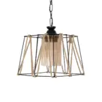 GLOBOSTAR® GATSBY 203-0007 Vintage Κρεμαστό Φωτιστικό Οροφής με Ντουί 1 x E27 AC 220-240V IP20 - Μαύρο & Μπεζ - Μ25 x Π25 x Υ25cm - Image 5