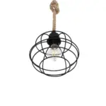 GLOBOSTAR® TALAH 203-0008 Vintage Κρεμαστό Φωτιστικό Οροφής με Ντουί 1 x E27 AC 220-240V IP20 - Μαύρο & Μπεζ - Μ20 x Π20 x Υ20cm - Image 6