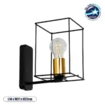 GLOBOSTAR® CYRA 203-0012 Μοντέρνο Φωτιστικό Τοίχου - Απλίκα με Ντουί 1 x E27 AC 220-240V IP20 - Μαύρο & Χρυσό - Μ14 x Π21 x Υ22cm