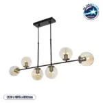 GLOBOSTAR® LATTICE 203-0016 Μοντέρνο Φωτιστικό Οροφής με Ντουί 6 x E27 AC 220-240V IP20 - Μαύρο & Μπρούτζινο - Μ120 x Π15 x Υ32cm