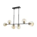 GLOBOSTAR® LATTICE 203-0016 Μοντέρνο Φωτιστικό Οροφής με Ντουί 6 x E27 AC 220-240V IP20 - Μαύρο & Μπρούτζινο - Μ120 x Π15 x Υ32cm - Image 4