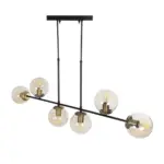 GLOBOSTAR® LATTICE 203-0016 Μοντέρνο Φωτιστικό Οροφής με Ντουί 6 x E27 AC 220-240V IP20 - Μαύρο & Μπρούτζινο - Μ120 x Π15 x Υ32cm - Image 6
