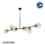 GLOBOSTAR® LATTICE 203-0017 Μοντέρνο Φωτιστικό Οροφής με Ντουί 6 x E27 AC 220-240V IP20 - Μαύρο & Μπρούτζινο - Μ120 x Π32 x Υ32cm