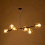 GLOBOSTAR® LATTICE 203-0017 Μοντέρνο Φωτιστικό Οροφής με Ντουί 6 x E27 AC 220-240V IP20 - Μαύρο & Μπρούτζινο - Μ120 x Π32 x Υ32cm - Image 3