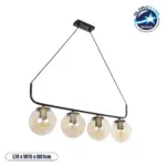 GLOBOSTAR® LATTICE 203-0018 Μοντέρνο Κρεμαστό Φωτιστικό Οροφής με Ντουί 4 x E27 AC 220-240V IP20 - Μαύρο & Μπρούτζινο - Μ78 x Π15 x Υ81cm