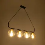 GLOBOSTAR® LATTICE 203-0018 Μοντέρνο Κρεμαστό Φωτιστικό Οροφής με Ντουί 4 x E27 AC 220-240V IP20 - Μαύρο & Μπρούτζινο - Μ78 x Π15 x Υ81cm - Image 3