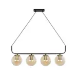 GLOBOSTAR® LATTICE 203-0018 Μοντέρνο Κρεμαστό Φωτιστικό Οροφής με Ντουί 4 x E27 AC 220-240V IP20 - Μαύρο & Μπρούτζινο - Μ78 x Π15 x Υ81cm - Image 4
