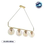 GLOBOSTAR® LATTICE 203-0019 Μοντέρνο Κρεμαστό Φωτιστικό Οροφής με Ντουί 4 x E27 AC 220-240V IP20 - Χρυσό - Μ78 x Π15 x Υ81cm