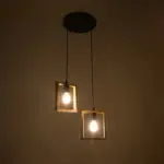 GLOBOSTAR® EDISON 203-0021 Vintage Κρεμαστό Φωτιστικό Οροφής με Ντουί 2 x E27 AC 220-240V IP20 - Μπεζ & Μαύρο - Μ40 x Π20 x Υ45cm - Image 3