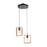 GLOBOSTAR® EDISON 203-0021 Vintage Κρεμαστό Φωτιστικό Οροφής με Ντουί 2 x E27 AC 220-240V IP20 - Μπεζ & Μαύρο - Μ40 x Π20 x Υ45cm - Image 4