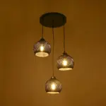 GLOBOSTAR® YASAM 203-0022 Vintage Κρεμαστό Φωτιστικό Οροφής με Ντουί 3 x E27 AC 220-240V IP20 - Μαύρο - Μ42 x Π42 x Υ54cm - Image 3