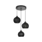 GLOBOSTAR® YASAM 203-0022 Vintage Κρεμαστό Φωτιστικό Οροφής με Ντουί 3 x E27 AC 220-240V IP20 - Μαύρο - Μ42 x Π42 x Υ54cm - Image 4