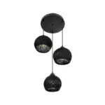 GLOBOSTAR® YASAM 203-0022 Vintage Κρεμαστό Φωτιστικό Οροφής με Ντουί 3 x E27 AC 220-240V IP20 - Μαύρο - Μ42 x Π42 x Υ54cm - Image 5