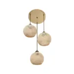 GLOBOSTAR® YASAM 203-0024 Vintage Κρεμαστό Φωτιστικό Οροφής με Ντουί 3 x E27 AC 220-240V IP20 - Μπεζ & Χρυσό - Μ42 x Π42 x Υ54cm - Image 5