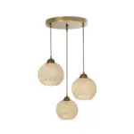 GLOBOSTAR® YASAM 203-0024 Vintage Κρεμαστό Φωτιστικό Οροφής με Ντουί 3 x E27 AC 220-240V IP20 - Μπεζ & Χρυσό - Μ42 x Π42 x Υ54cm - Image 6