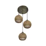 GLOBOSTAR® YASAM 203-0025 Vintage Κρεμαστό Φωτιστικό Οροφής με Ντουί 3 x E27 AC 220-240V IP20 - Καφέ - Μ42 x Π42 x Υ54cm - Image 5