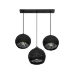 GLOBOSTAR® YASAM 203-0026 Vintage Κρεμαστό Φωτιστικό Οροφής με Ντουί 3 x E27 AC 220-240V IP20 - Μαύρο - Μ45 x Π18 x Υ30cm - Image 5