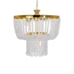 GLOBOSTAR® CRYSTAL 203-0028 Κλασικό Κρεμαστό Φωτιστικό Οροφής με Ντουί 3 x E27 AC 220-240V IP20 - Χρυσό & Διάφανο - Μ41 x Π41 x Υ40cm - Image 5