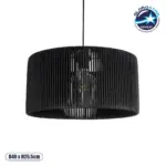 GLOBOSTAR® KYCLOS 203-0048 Boho Κρεμαστό Φωτιστικό Οροφής με Ντουί 1 x E27 AC 220-240V IP20 - Μαύρο - M40 x Π40 x Υ25.5cm
