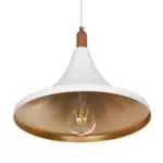 GLOBOSTAR® BELFRY 203-0076 Μοντέρνο Κρεμαστό Φωτιστικό Οροφής με Ντουί 1 x E27 AC 220-240V IP20 - Λεύκο & Χρυσό - Μ29.5 x Π29.5 x Υ22cm - Image 6