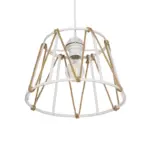 GLOBOSTAR® JUTE 203-0091 Μοντέρνο Κρεμαστό Φωτιστικό Οροφής με Ντουί 1 x E27 AC 220-240V IP20 - Λευκό & Μπεζ - Μ30 x Π30 x Υ23cm - Image 6