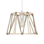 GLOBOSTAR® JUTE 203-0092 Μοντέρνο Κρεμαστό Φωτιστικό Οροφής με Ντουί 1 x E27 AC 220-240V IP20 - Μπεζ - Μ30 x Π30 x Υ23cm - Image 5