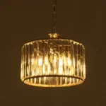 GLOBOSTAR® GLAMOROUS 203-0094 Κλασικό Κρεμαστό Φωτιστικό Οροφής με Ντουί 3 x E27 AC 220-240V IP20 - Χρυσό & Διάφανο - Μ28 x Π28 x Υ21.5cm - Image 3