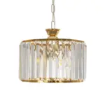 GLOBOSTAR® GLAMOROUS 203-0094 Κλασικό Κρεμαστό Φωτιστικό Οροφής με Ντουί 3 x E27 AC 220-240V IP20 - Χρυσό & Διάφανο - Μ28 x Π28 x Υ21.5cm - Image 5