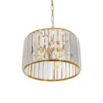 GLOBOSTAR® GLAMOROUS 203-0094 Κλασικό Κρεμαστό Φωτιστικό Οροφής με Ντουί 3 x E27 AC 220-240V IP20 - Χρυσό & Διάφανο - Μ28 x Π28 x Υ21.5cm - Image 6