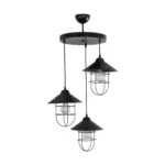 GLOBOSTAR® BLAZEO 203-0097 Vintage Κρεμαστό Φωτιστικό Οροφής με Ντουί 3 x E27 AC 220-240V IP20 - Μαύρο - Μ45 x Π45 x Υ45cm - Image 4