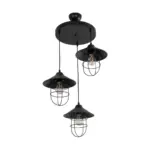 GLOBOSTAR® BLAZEO 203-0097 Vintage Κρεμαστό Φωτιστικό Οροφής με Ντουί 3 x E27 AC 220-240V IP20 - Μαύρο - Μ45 x Π45 x Υ45cm - Image 5