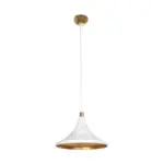 GLOBOSTAR® MARBLE 203-0098 Μοντέρνο Κρεμαστό Φωτιστικό Οροφής με Ντουί 1 x E27 AC 220-240V IP20 - Λεύκο & Χρυσό - Μ30 x Π30 x Υ20cm - Image 4