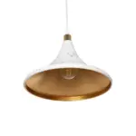 GLOBOSTAR® MARBLE 203-0098 Μοντέρνο Κρεμαστό Φωτιστικό Οροφής με Ντουί 1 x E27 AC 220-240V IP20 - Λεύκο & Χρυσό - Μ30 x Π30 x Υ20cm - Image 6