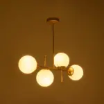 GLOBOSTAR® GLOBUS 203-0105 Μοντέρνο Φωτιστικό Οροφής με Ντουί 4 x E27 AC 220-240V IP20 - Λευκό & Χρυσό - Μ70 x Π15 x Υ34cm - Image 3
