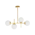 GLOBOSTAR® GLOBUS 203-0105 Μοντέρνο Φωτιστικό Οροφής με Ντουί 4 x E27 AC 220-240V IP20 - Λευκό & Χρυσό - Μ70 x Π15 x Υ34cm - Image 5