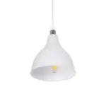 GLOBOSTAR® RADE 203-0126 Μοντέρνο Κρεμαστό Φωτιστικό Οροφής με Ντουί 1 x E27 AC 220-240V IP20 - Λευκό & Ασημί - Μ18.5 x Π18.5 x Υ23cm - Image 6
