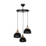 GLOBOSTAR® ΗUT 203-0146 Μοντέρνο Κρεμαστό Φωτιστικό Οροφής με Ντουί 3 x E27 AC 220-240V IP20 - Μάυρο & Χάλκινο - Μ40 x Π40 x Υ40cm - Image 4