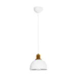 GLOBOSTAR® ΗUT 203-0147 Μοντέρνο Κρεμαστό Φωτιστικό Οροφής με Ντουί 1 x E27 AC 220-240V IP20 - Λευκό & Χρυσό - Μ18 x Π18 x Υ18cm - Image 4