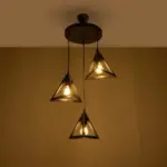 GLOBOSTAR® TRIANGLE 203-0160 Μοντέρνο Κρεμαστό Φωτιστικό Οροφής με Ντουί 3 x E27 AC 220-240V IP20 - Μάυρο - Μ67 x Π67 x Υ50cm - Image 3