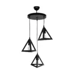 GLOBOSTAR® TRIANGLE 203-0160 Μοντέρνο Κρεμαστό Φωτιστικό Οροφής με Ντουί 3 x E27 AC 220-240V IP20 - Μάυρο - Μ67 x Π67 x Υ50cm - Image 4