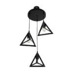 GLOBOSTAR® TRIANGLE 203-0160 Μοντέρνο Κρεμαστό Φωτιστικό Οροφής με Ντουί 3 x E27 AC 220-240V IP20 - Μάυρο - Μ67 x Π67 x Υ50cm - Image 5