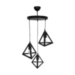 GLOBOSTAR® TRIANGLE 203-0160 Μοντέρνο Κρεμαστό Φωτιστικό Οροφής με Ντουί 3 x E27 AC 220-240V IP20 - Μάυρο - Μ67 x Π67 x Υ50cm - Image 6